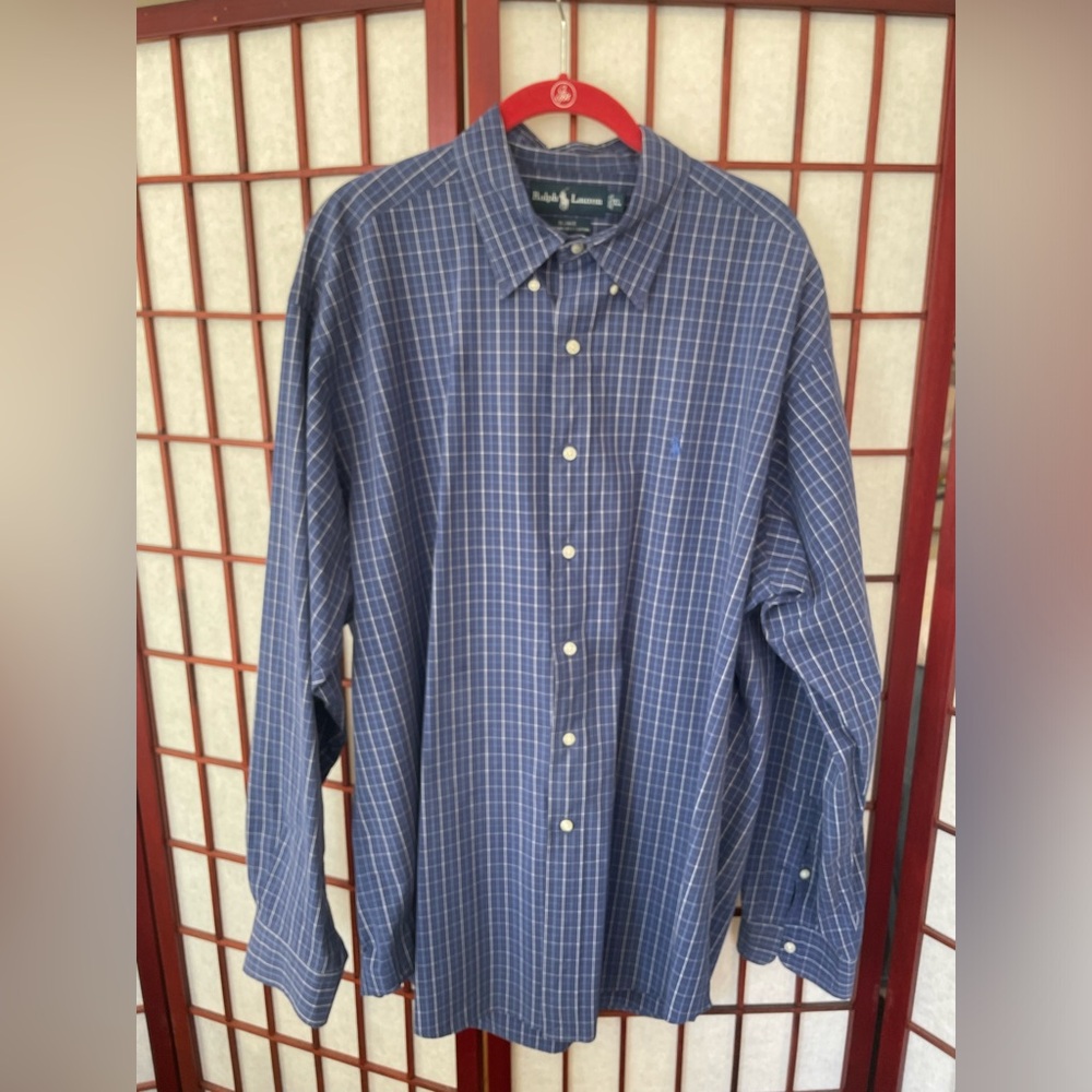 RALPH LAUREN Blake Blue Plaid Button Down EUC